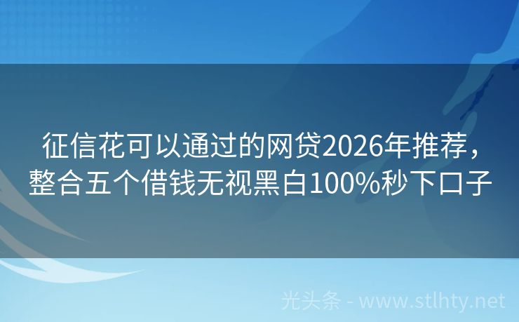 征信花可以通过的网贷2026年推荐,整合五个借钱无视黑白100%秒下口子