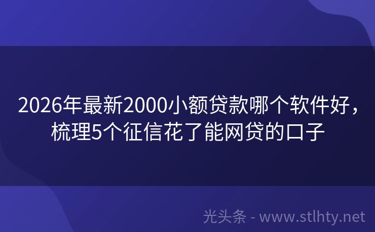 2026年最新2000小额贷款哪个软件好,梳理5个征信花了能网贷的口子