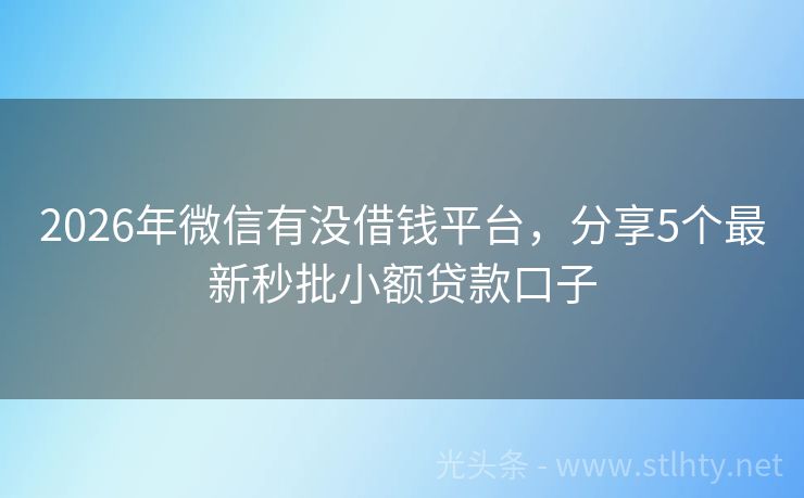 2026年微信有没借钱平台,分享5个最新秒批小额贷款口子