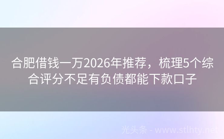合肥借钱一万2026年推荐,梳理5个综合评分不足有负债都能下款口子