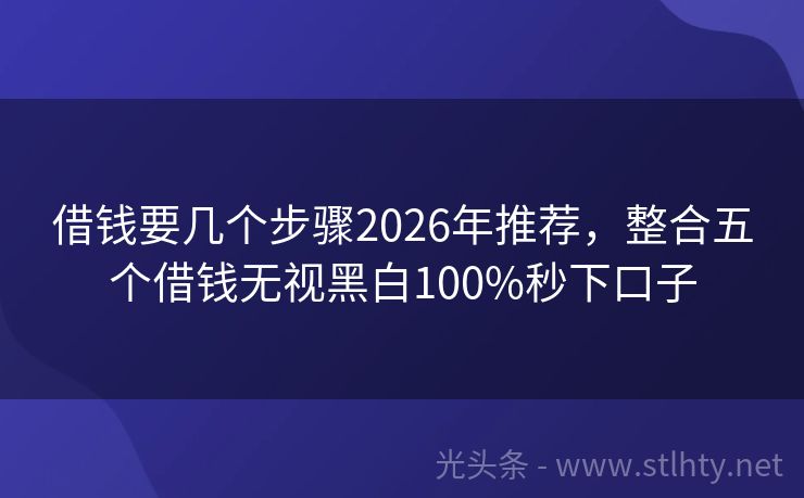 借钱要几个步骤2026年推荐,整合五个借钱无视黑白100%秒下口子