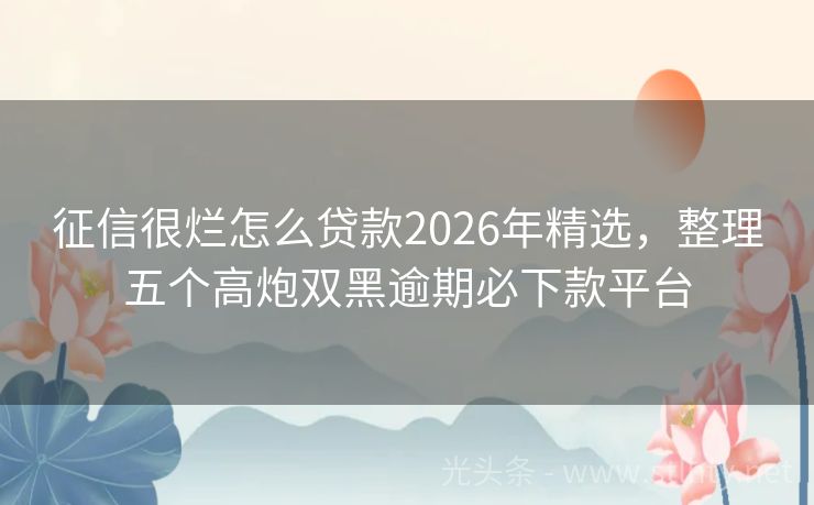 征信很烂怎么贷款2026年精选,整理五个高炮双黑逾期必下款平台