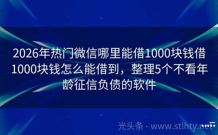 2026年热门微信哪里能借1000块钱借1000块钱怎么能借到,整理5个不看年龄征信负债的软件