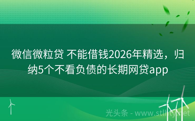 微信微粒贷 不能借钱2026年精选,归纳5个不看负债的长期网贷app