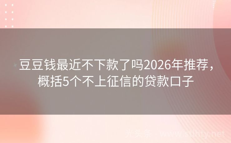 豆豆钱最近不下款了吗2026年推荐,概括5个不上征信的贷款口子