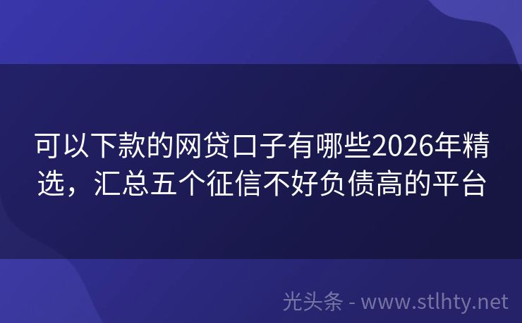 可以下款的网贷口子有哪些2026年精选,汇总五个征信不好负债高的平台