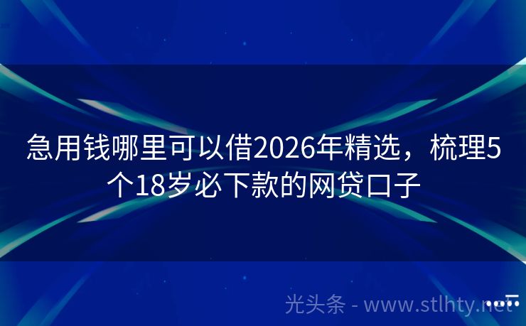 急用钱哪里可以借2026年精选,梳理5个18岁必下款的网贷口子
