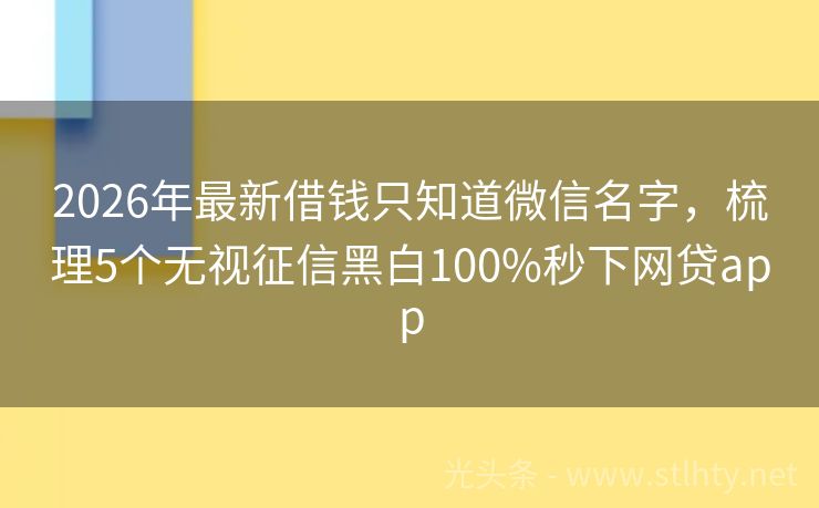2026年最新借钱只知道微信名字,梳理5个无视征信黑白100%秒下网贷app
