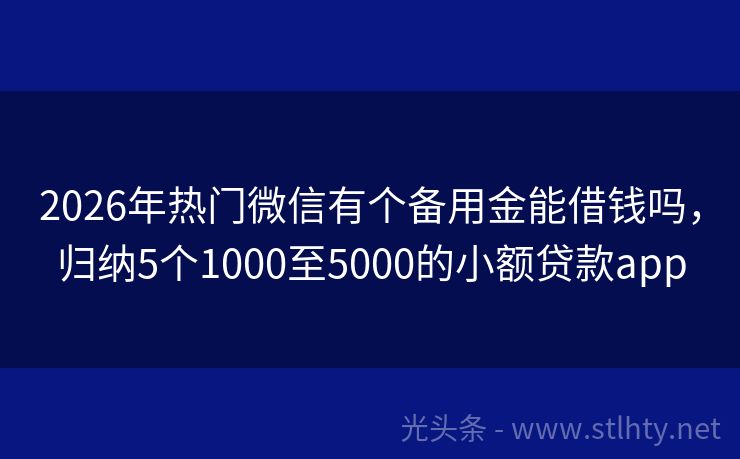2026年热门微信有个备用金能借钱吗,归纳5个1000至5000的小额贷款app