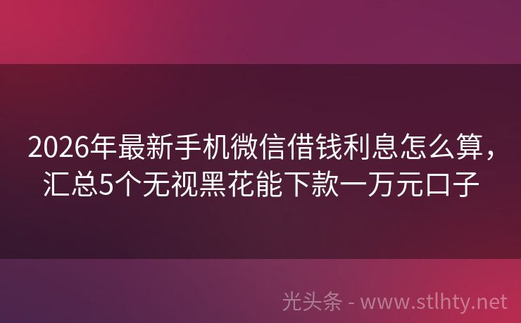 2026年最新手机微信借钱利息怎么算,汇总5个无视黑花能下款一万元口子
