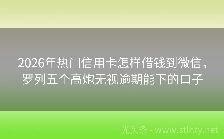 2026年热门信用卡怎样借钱到微信,罗列五个高炮无视逾期能下的口子