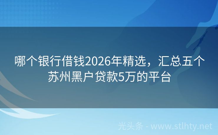 哪个银行借钱2026年精选,汇总五个苏州黑户贷款5万的平台