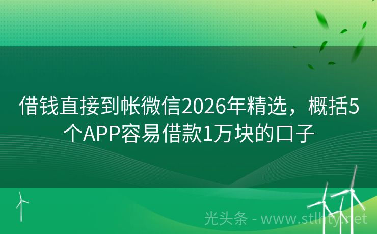 借钱直接到帐微信2026年精选,概括5个APP容易借款1万块的口子