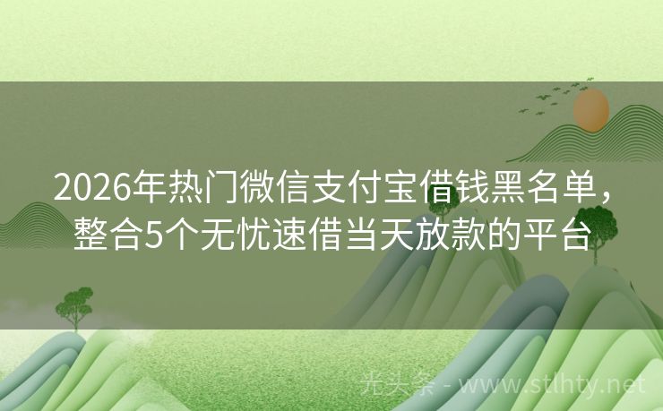 2026年热门微信支付宝借钱黑名单,整合5个无忧速借当天放款的平台