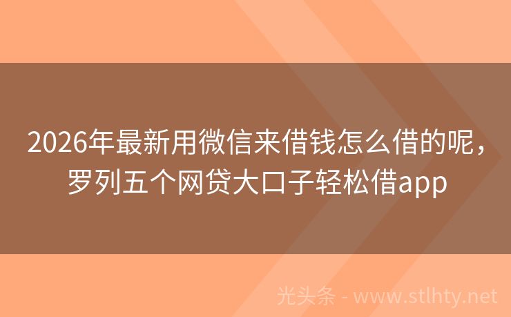 2026年最新用微信来借钱怎么借的呢，罗列五个网贷大口子轻松借app