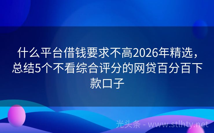 什么平台借钱要求不高2026年精选，总结5个不看综合评分的网贷百分百下款口子