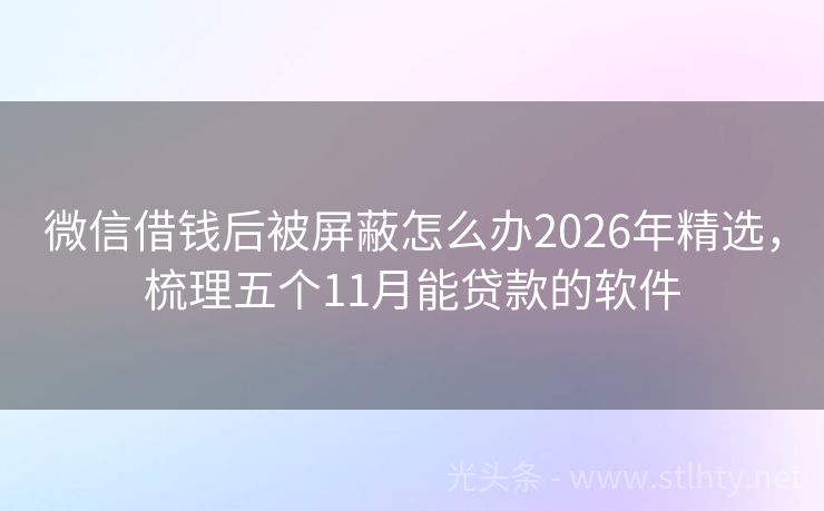 微信借钱后被屏蔽怎么办2026年精选,梳理五个11月能贷款的软件