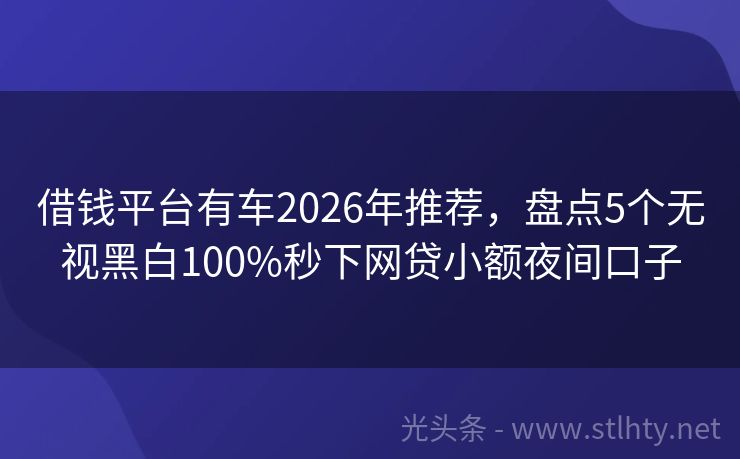 借钱平台有车2026年推荐,盘点5个无视黑白100%秒下网贷小额夜间口子
