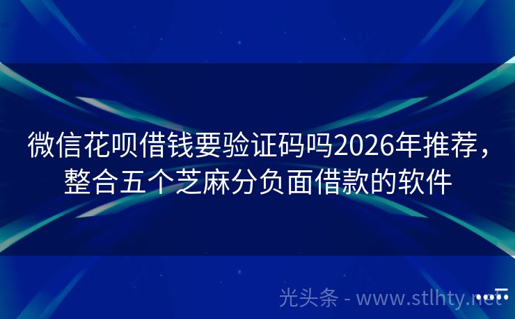 微信花呗借钱要验证码吗2026年推荐，整合五个芝麻分负面借款的软件