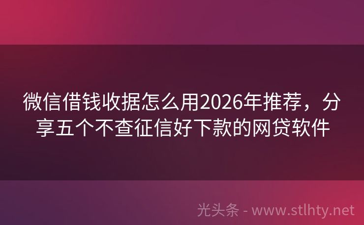 微信借钱收据怎么用2026年推荐,分享五个不查征信好下款的网贷软件