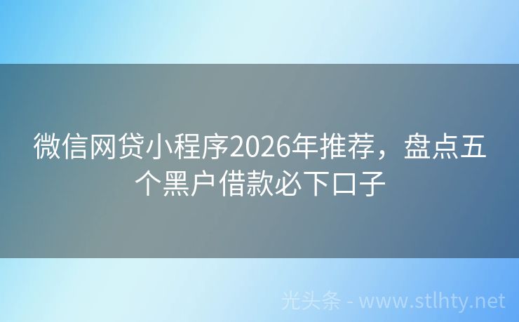 微信网贷小程序2026年推荐，盘点五个黑户借款必下口子