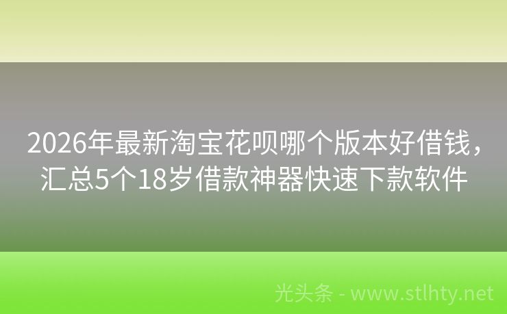2026年最新淘宝花呗哪个版本好借钱，汇总5个18岁借款神器快速下款软件