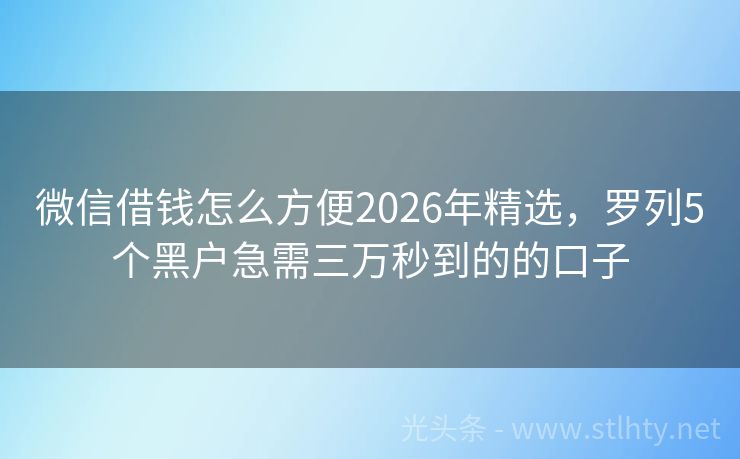 微信借钱怎么方便2026年精选,罗列5个黑户急需三万秒到的的口子