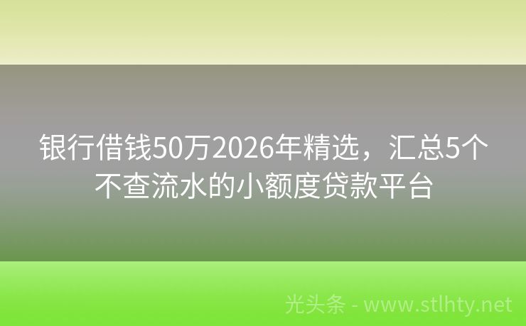 银行借钱50万2026年精选,汇总5个不查流水的小额度贷款平台