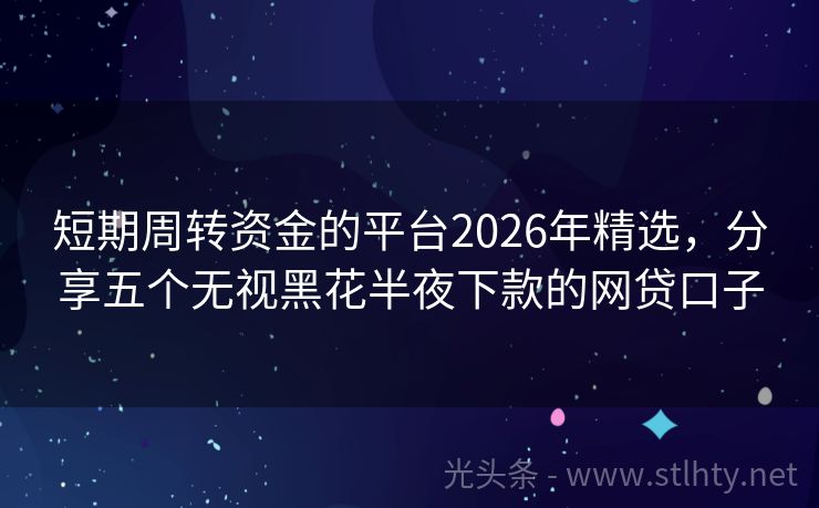 短期周转资金的平台2026年精选，分享五个无视黑花半夜下款的网贷口子