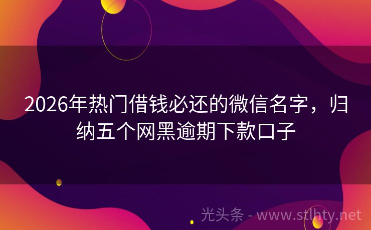 2026年热门借钱必还的微信名字,归纳五个网黑逾期下款口子