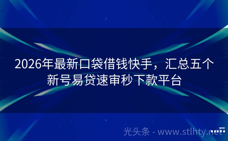 2026年最新口袋借钱快手,汇总五个新号易贷速审秒下款平台