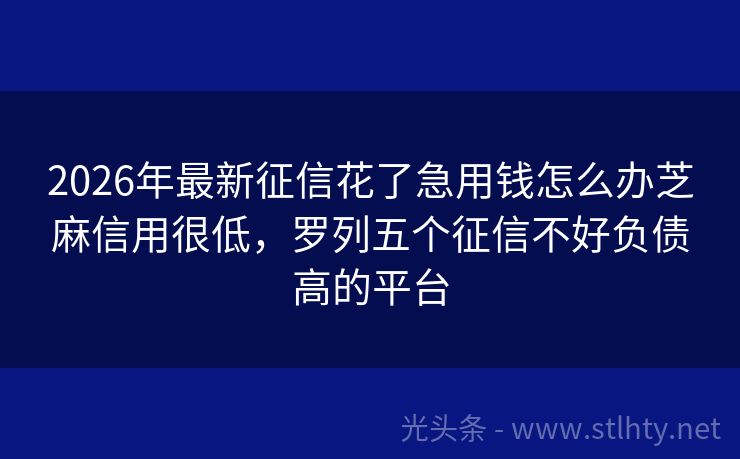2026年最新征信花了急用钱怎么办芝麻信用很低，罗列五个征信不好负债高的平台