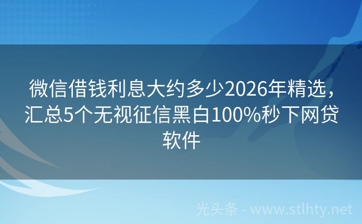 微信借钱利息大约多少2026年精选,汇总5个无视征信黑白100%秒下网贷软件