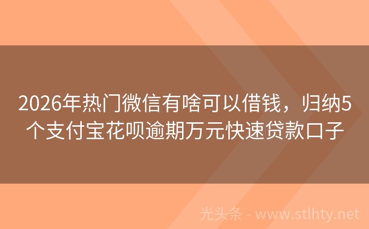 2026年热门微信有啥可以借钱,归纳5个支付宝花呗逾期万元快速贷款口子