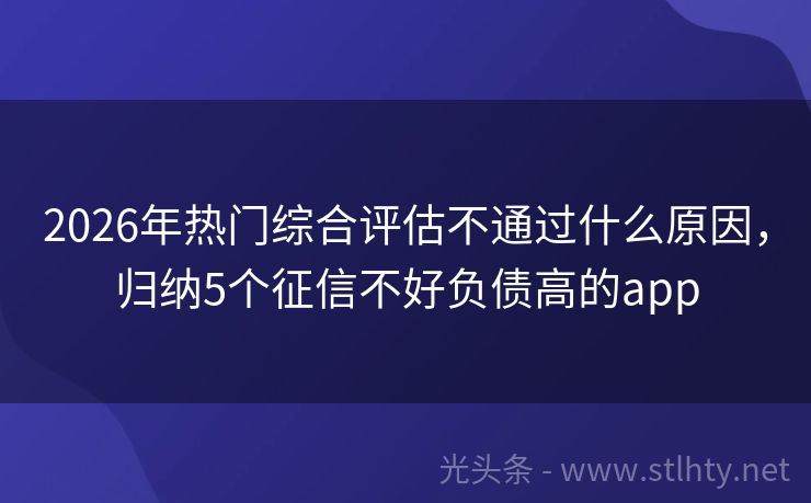 2026年热门综合评估不通过什么原因,归纳5个征信不好负债高的app