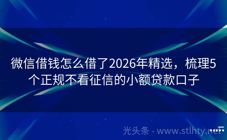 微信借钱怎么借了2026年精选,梳理5个正规不看征信的小额贷款口子