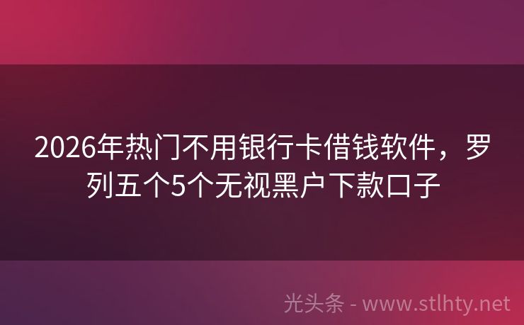 2026年热门不用银行卡借钱软件，罗列五个5个无视黑户下款口子