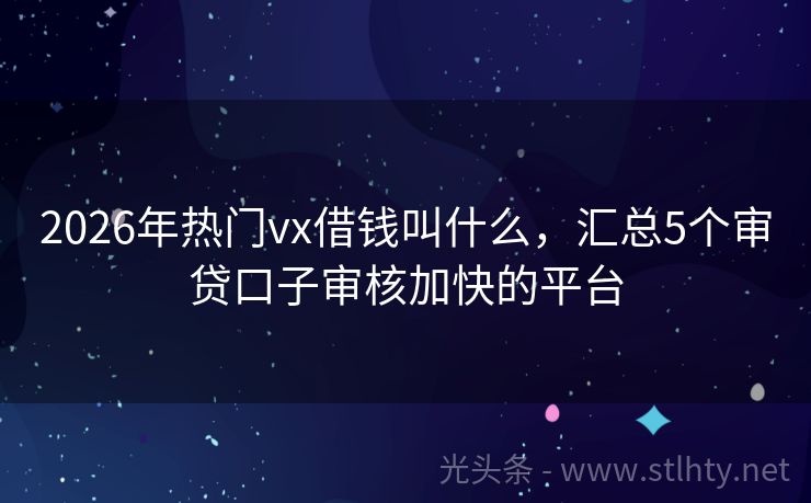 2026年热门vx借钱叫什么，汇总5个审贷口子审核加快的平台