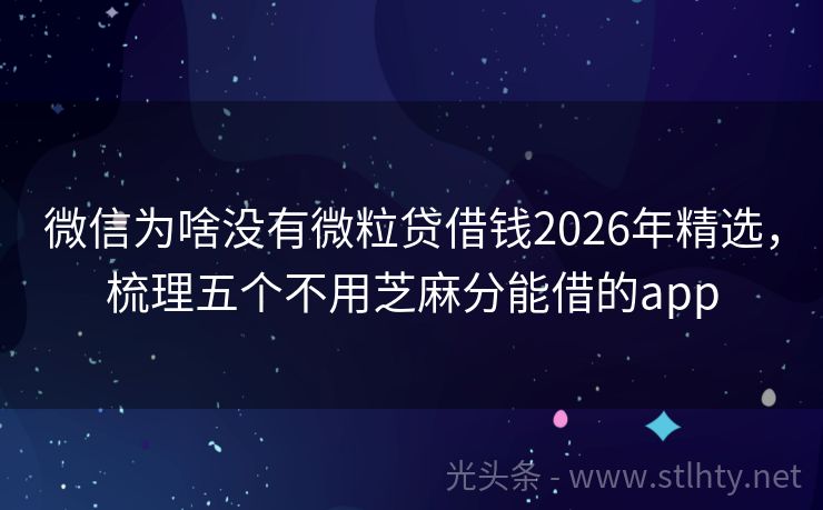 微信为啥没有微粒贷借钱2026年精选，梳理五个不用芝麻分能借的app