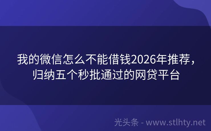 我的微信怎么不能借钱2026年推荐,归纳五个秒批通过的网贷平台