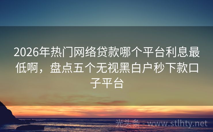 2026年热门网络贷款哪个平台利息最低啊,盘点五个无视黑白户秒下款口子平台