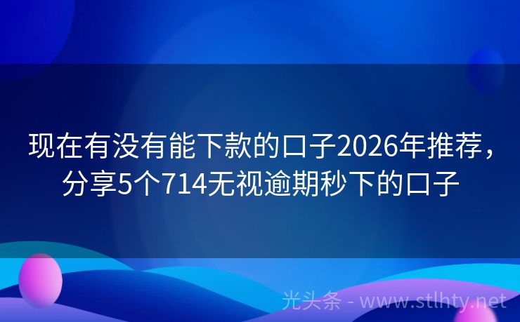 现在有没有能下款的口子2026年推荐，分享5个714无视逾期秒下的口子