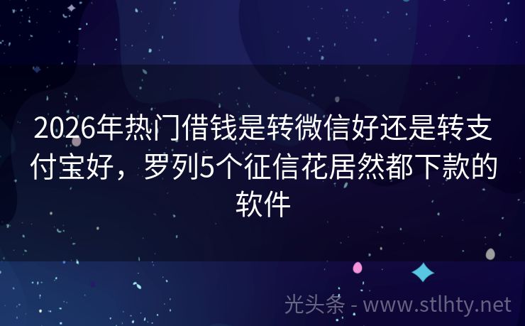 2026年热门借钱是转微信好还是转支付宝好,罗列5个征信花居然都下款的软件