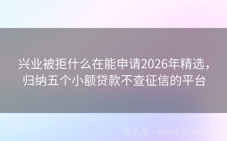 兴业被拒什么在能申请2026年精选,归纳五个小额贷款不查征信的平台