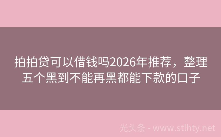 拍拍贷可以借钱吗2026年推荐，整理五个黑到不能再黑都能下款的口子
