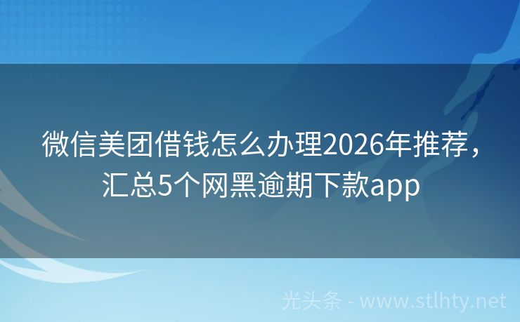 微信美团借钱怎么办理2026年推荐,汇总5个网黑逾期下款app