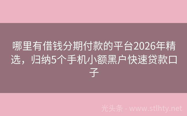 哪里有借钱分期付款的平台2026年精选,归纳5个手机小额黑户快速贷款口子