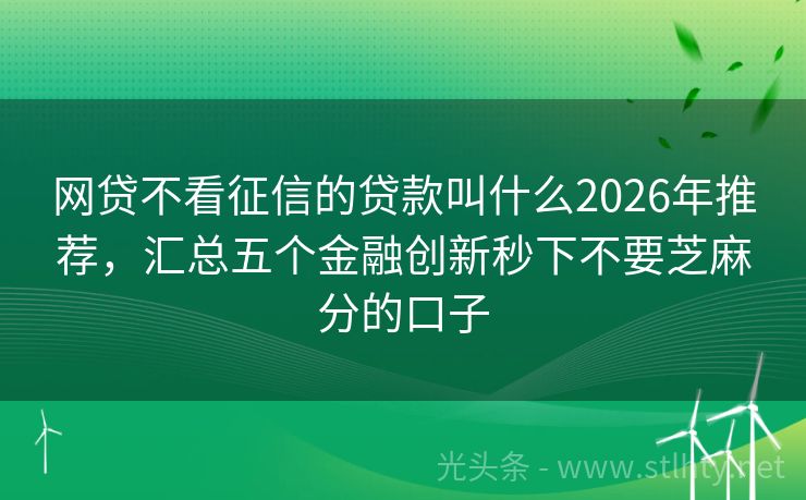 网贷不看征信的贷款叫什么2026年推荐,汇总五个金融创新秒下不要芝麻分的口子