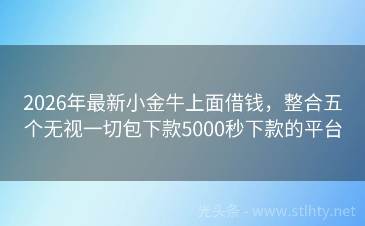 2026年最新小金牛上面借钱，整合五个无视一切包下款5000秒下款的平台