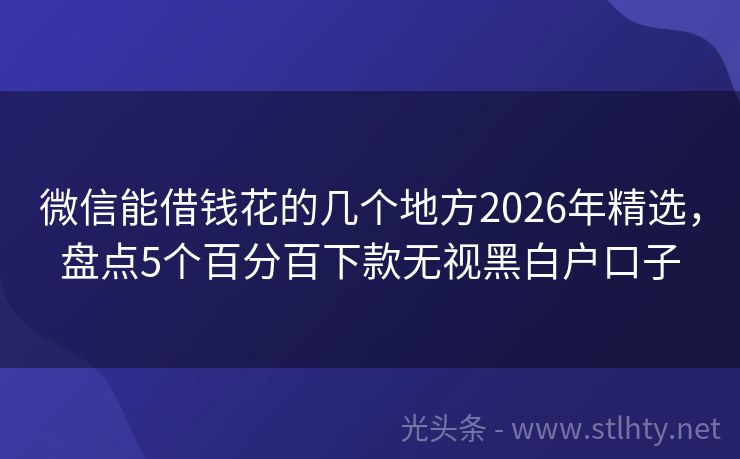 微信能借钱花的几个地方2026年精选，盘点5个百分百下款无视黑白户口子